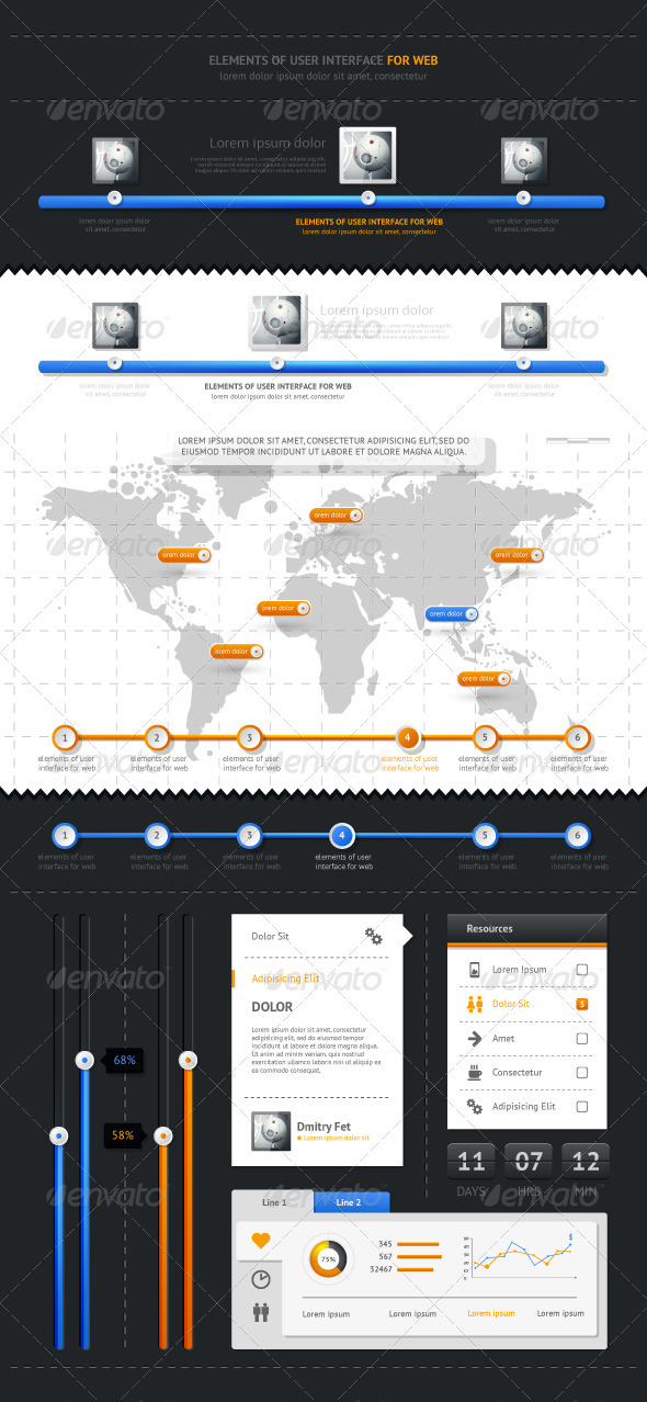 GraphicRiver Elements of Infographics with buttons and menus 1275345 GraphicRiver Elements of Infographics with buttons and menus 1275345