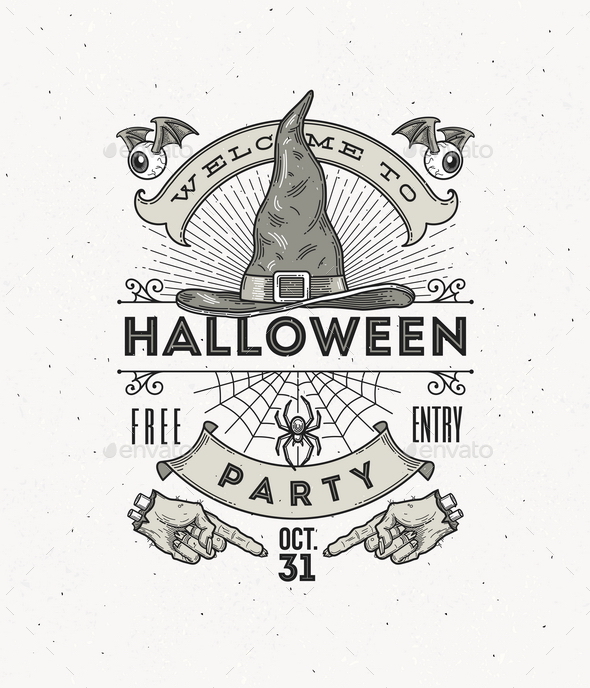 Line Art Vector Illustration for Halloween Party