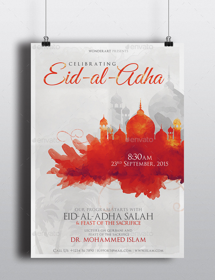 Eid-al-Adha Islamic Celebration Poster/Flyer by WonderArt 