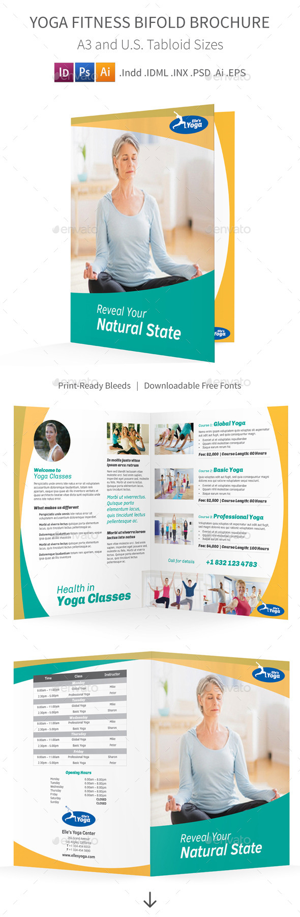 Yoga Fitness Bifold / Halffold Brochure