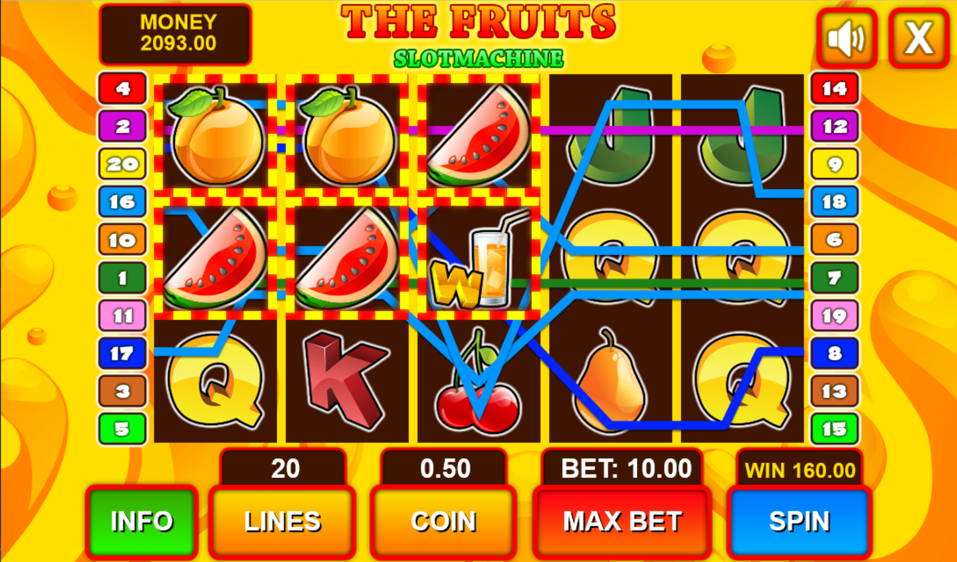 Slot Machine The Fruits Casino Html5 Game