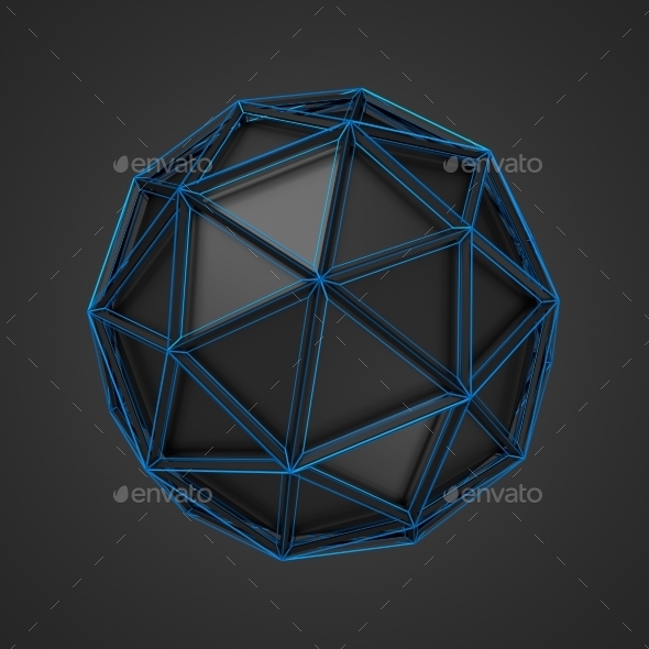 Graphicriver Low Poly Black Sphere With Wireframe 12815477