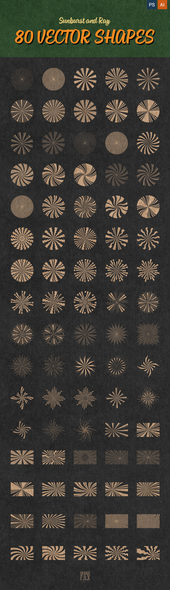 Graphicriver 80 Sunburst And Ray Vector Shapes 12818498