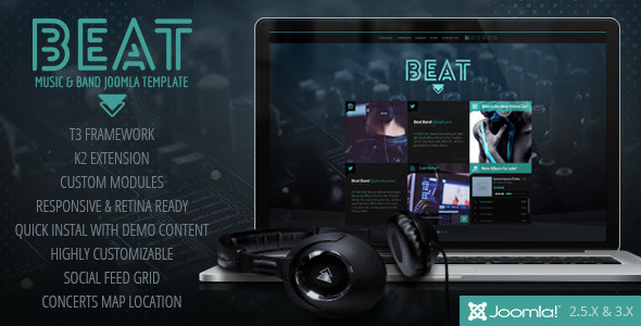 Beat - One Page Music & Band Joomla Template