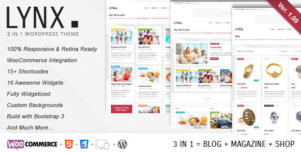 Lynx 3 in 1 - Retina Responsive Wordpress Theme