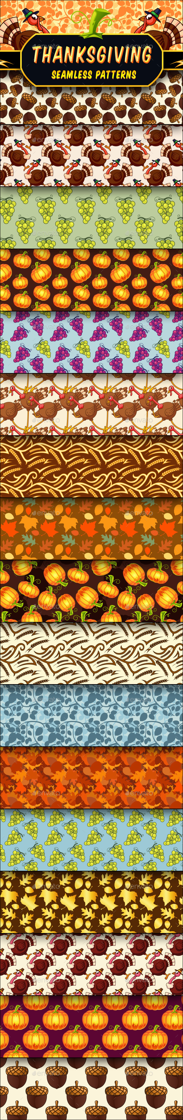 Thanksgiving Seamless Patterns Set