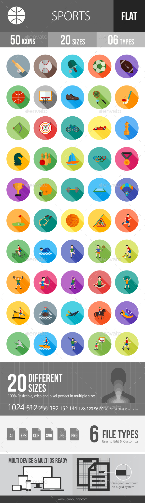 Graphicriver Sports Flat Shadowed Icons 12834745