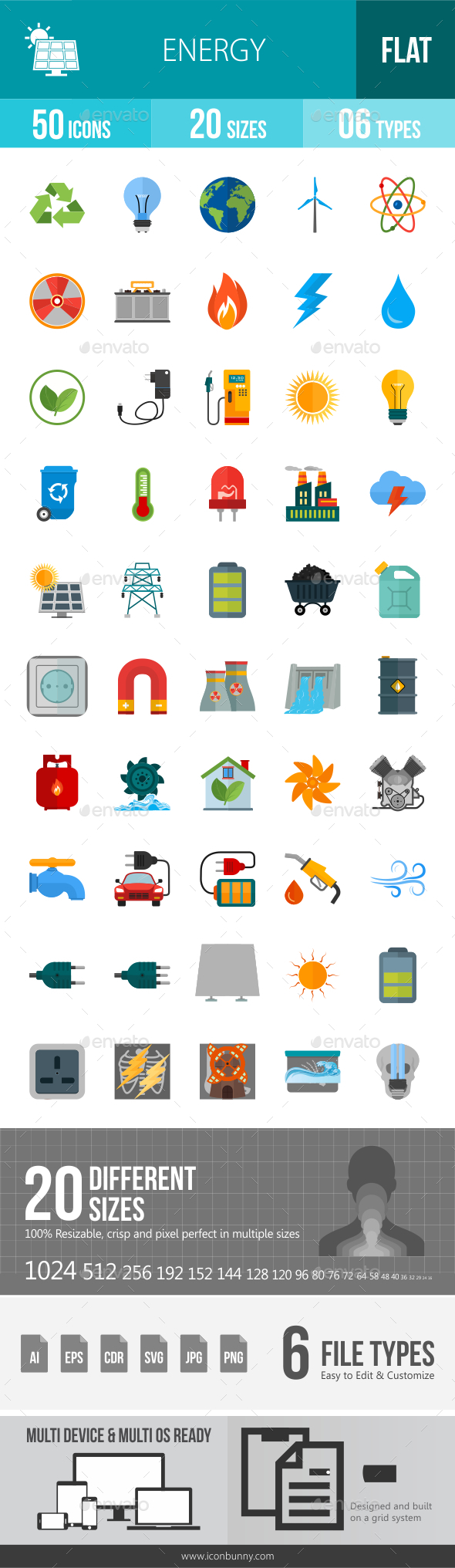Graphicriver Energy Flat Multicolor Icons 12835259