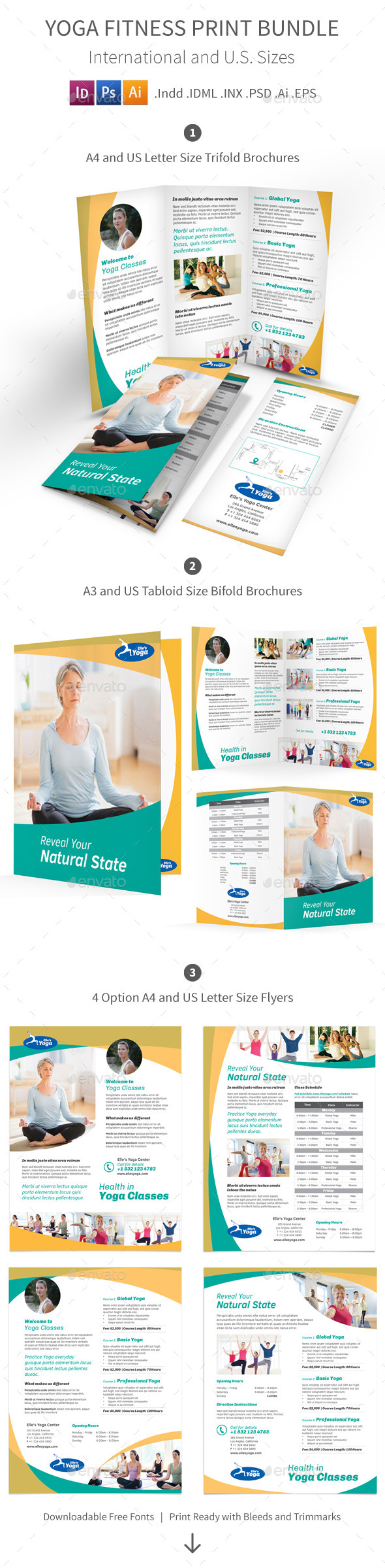 Graphicriver Yoga Fitness Print Bundle 12836383