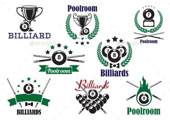 Graphicriver Billiard Game Or Poolroom Icons And Symbols 12842662