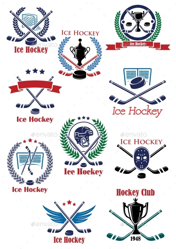 Graphicriver Ice Hockey Sport Game Emblems 12843119