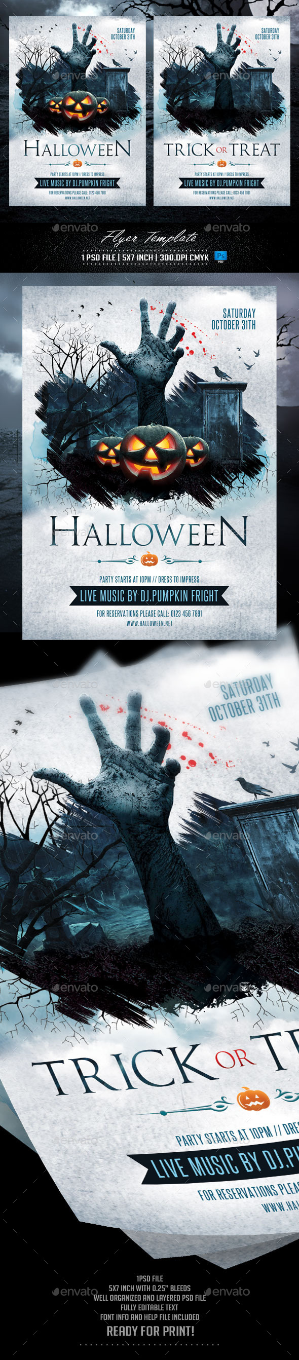 Halloween and Trick or Treat Flyer Template