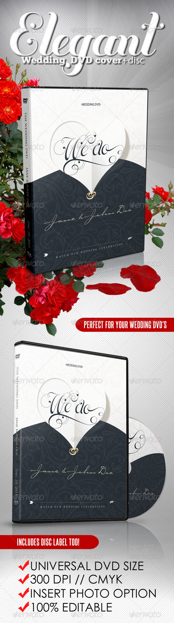 Elegant Wedding DVD Covers and Disc Label