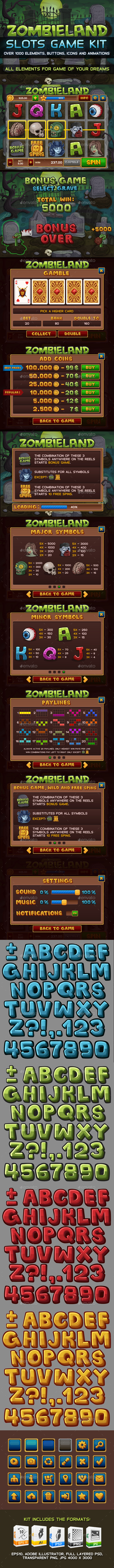 Graphicriver Zombieland slots game KIT 12850924