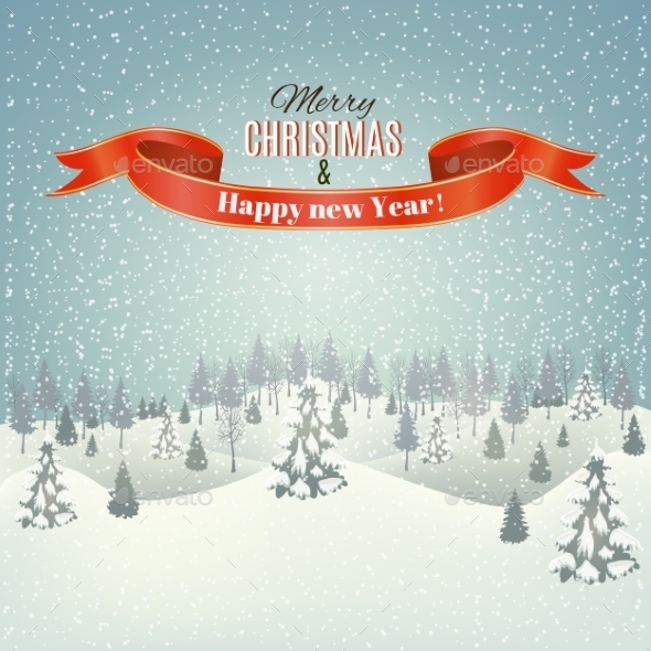 Graphicriver Christmas Winter Landscape Background 12858557