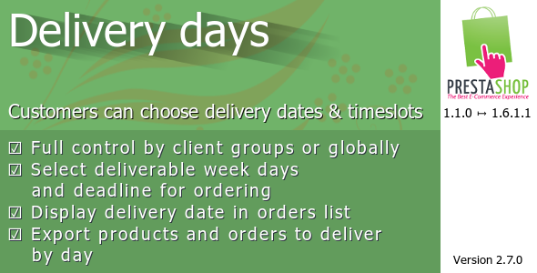Delivery days for Prestashop