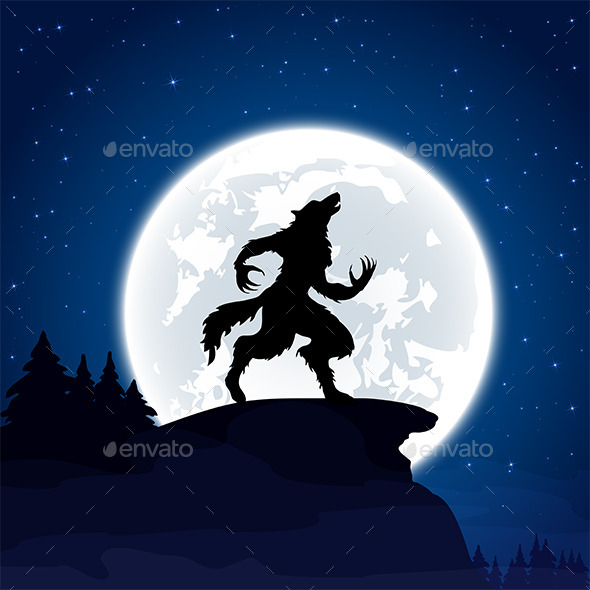 Graphicriver Werewolf on Moon Background 12863214