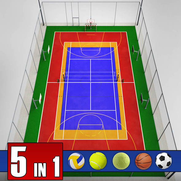 Multi sport court centrum pack - 3DOcean Item for Sale