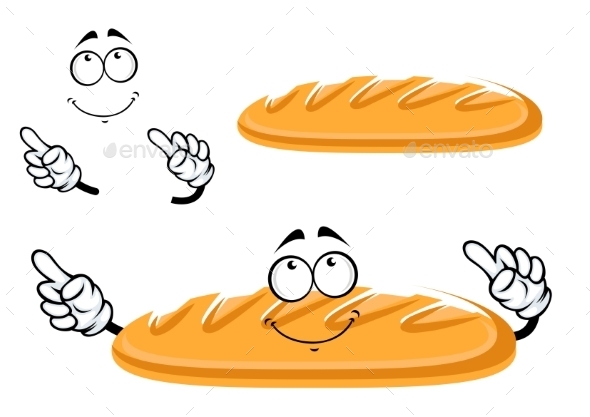 Graphicriver Baguette Bread Character Isolated On White 12869144