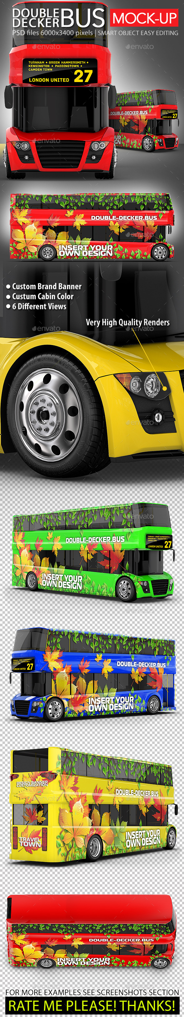 Red Double-Decker Bus Mock-up