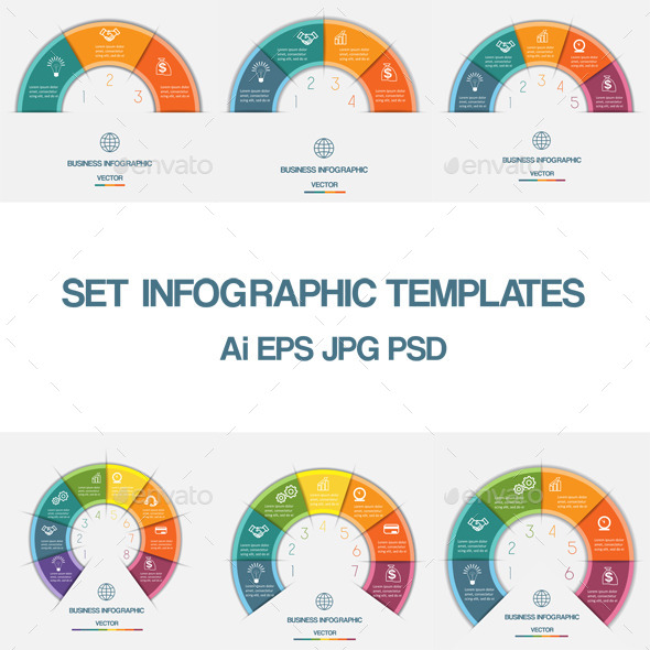 Infographic Colorful Semicircle template with text