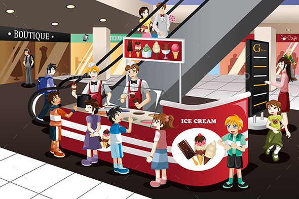 Kids Waiting in Line for Ice Cream