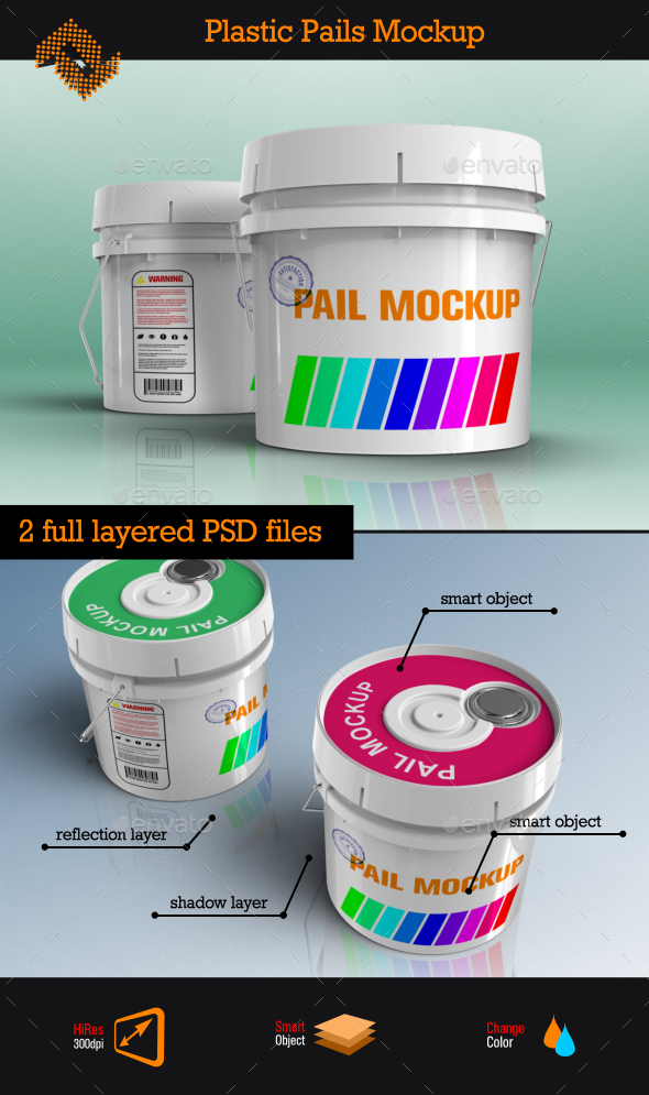 Plastic Pails Container Packaging Mockup