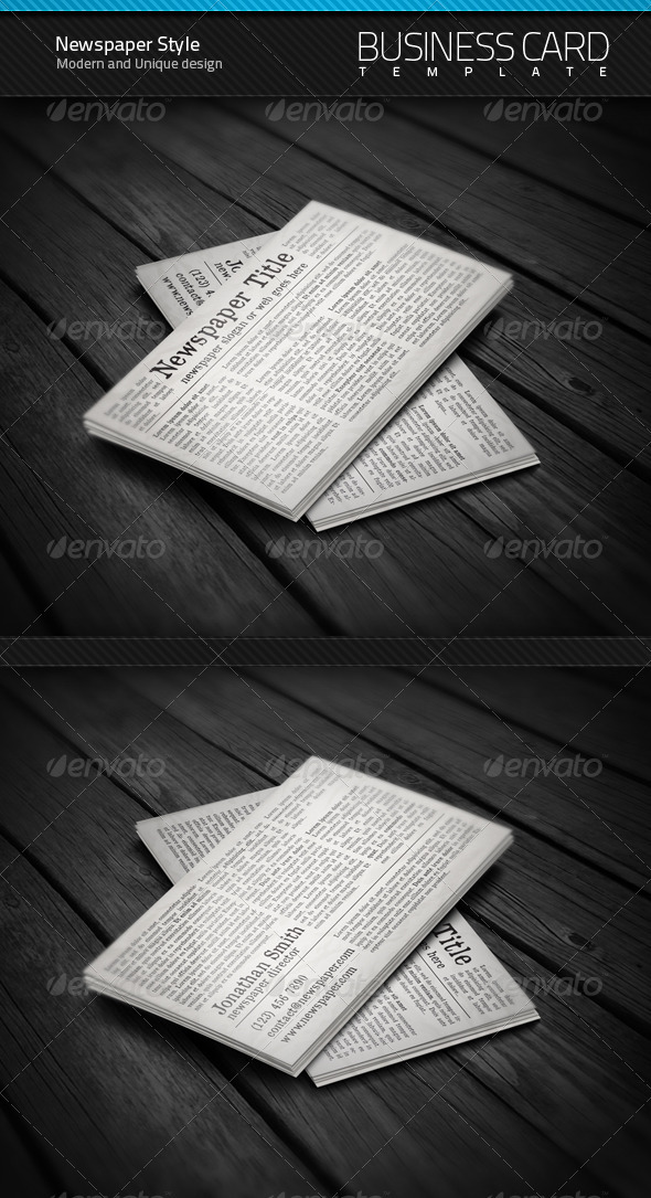 Newspaper Style Business Card Newspaper Style Business Card