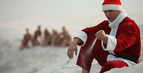 Santa on beach Santa on beach