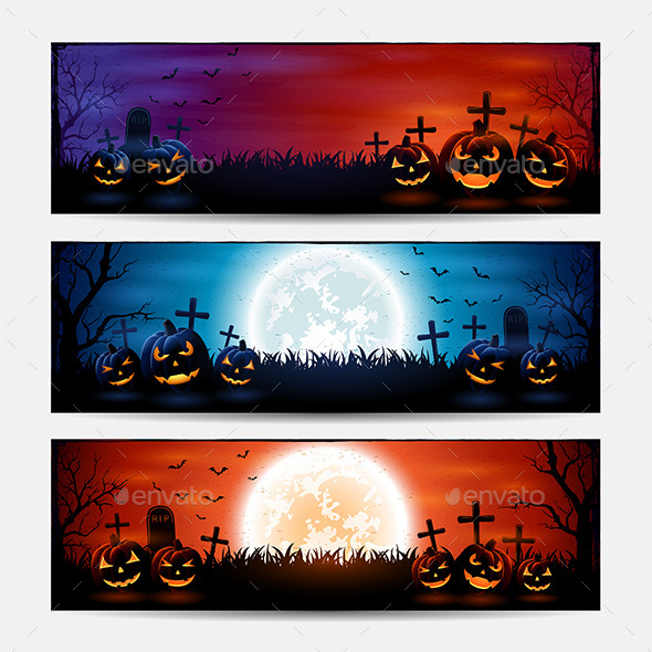 Halloween Banners with Pumpkins