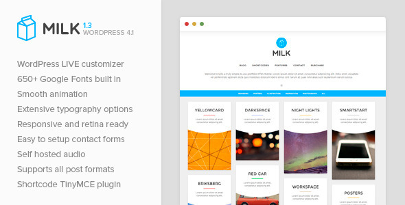 Milk - Simple Masonry WordPress Portfolio