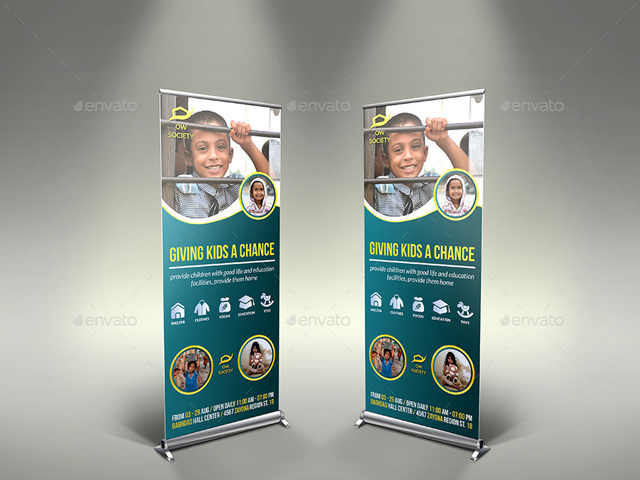 Kids Charity Signage Roll Up Banner Template by OWPictures 