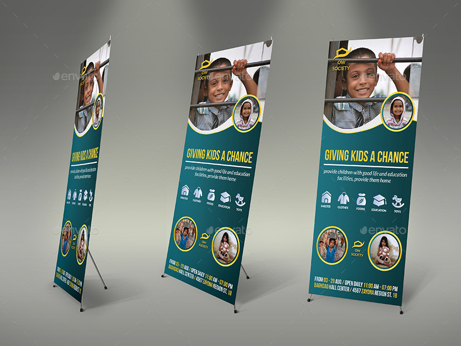 Kids Charity Signage Roll Up Banner Template by OWPictures 