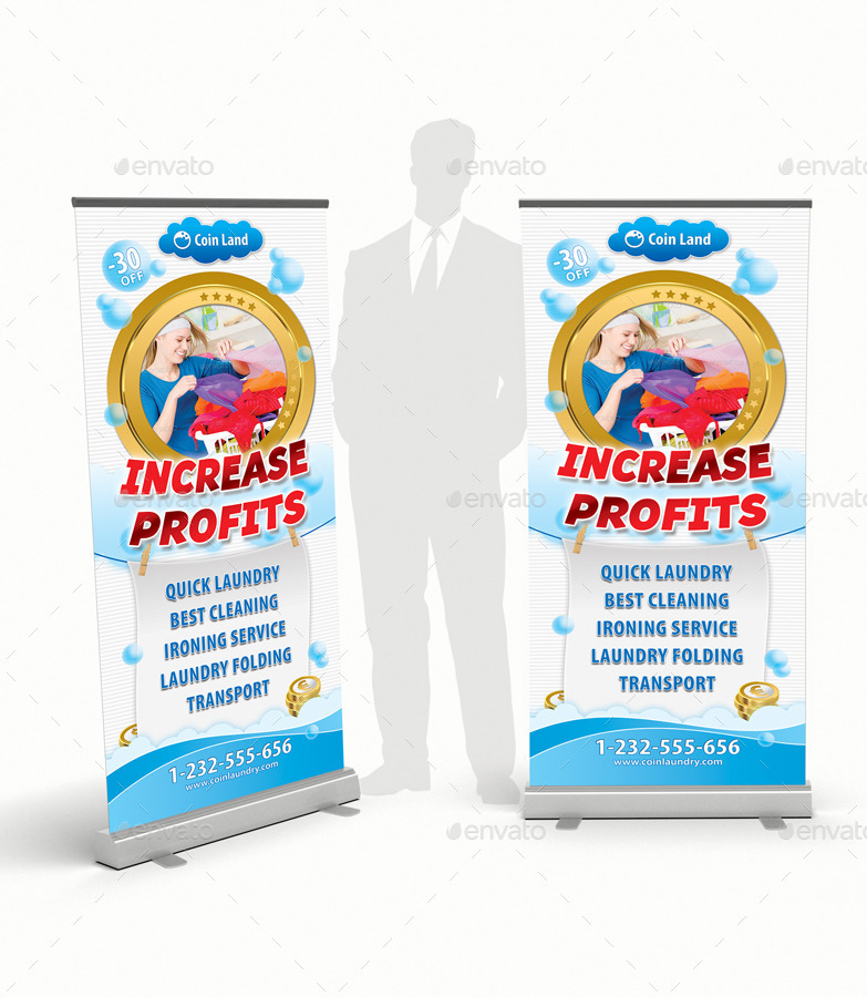Coin Laundry Business Rollup Banner 71 by 21min  GraphicRiver