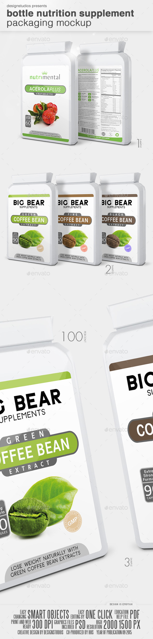 Bottle Nutrition Supplement Packaging Mock-Up