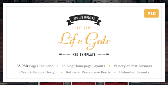 Lifegate - Vintage Personal Blog PSD Template