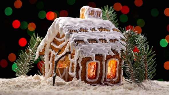 Gingerbread House with Christmas Lights