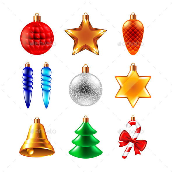 Christmas Balls Different Forms Vector Set