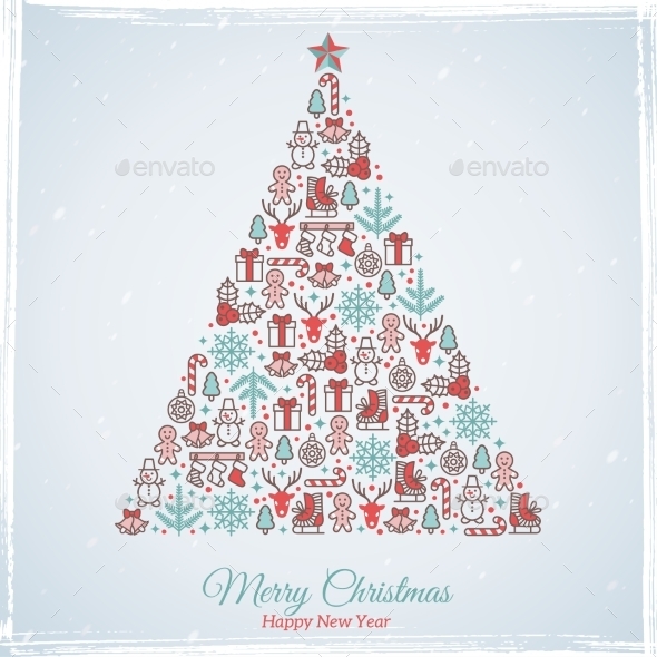 Christmas Card Design. Vector Illustration.