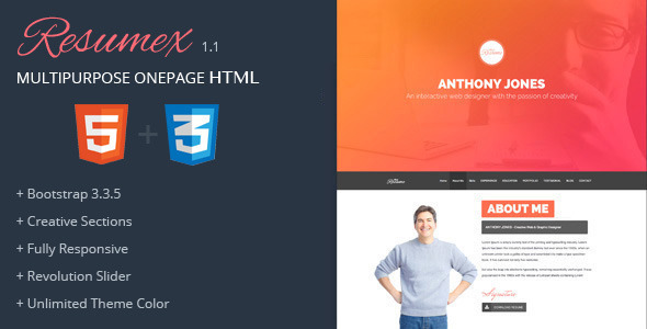 ResumeX Html - Multipurpose One Page Portfolio