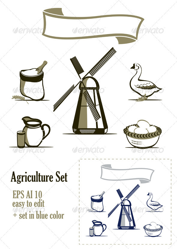 Agriculture Design Elements Set Agriculture Design Elements Set