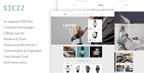 Siezz - Multipurpose E-Commerce PSD Template