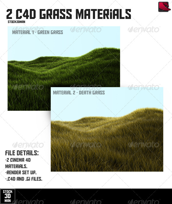 2 Cinema 4D Grass Materials - 3DOcean Item for Sale