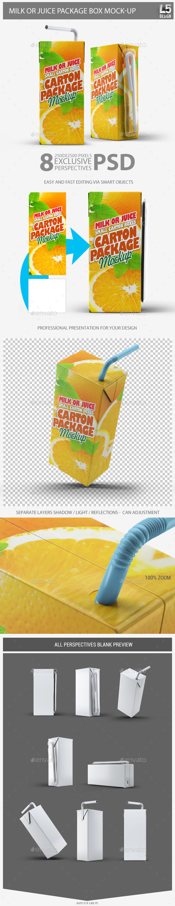 Milk or Juice Package Box Mock-Up