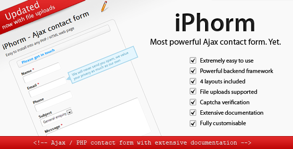 iPhorm - простая, но мощная контактная форма Ajax - CodeCanyon Предмет для продажи