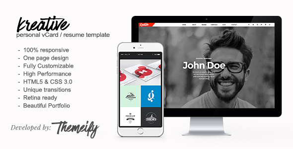 Kreative - Personal Vcard & Resume HTML Template
