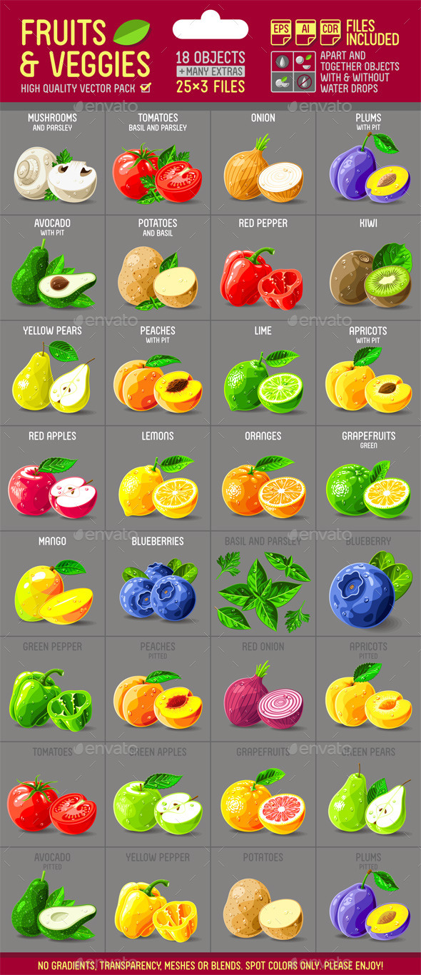 Fruits and Veggies Illustrations Pack