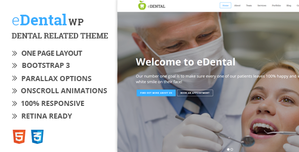 eDental - Parallax Responsive WordPress Theme