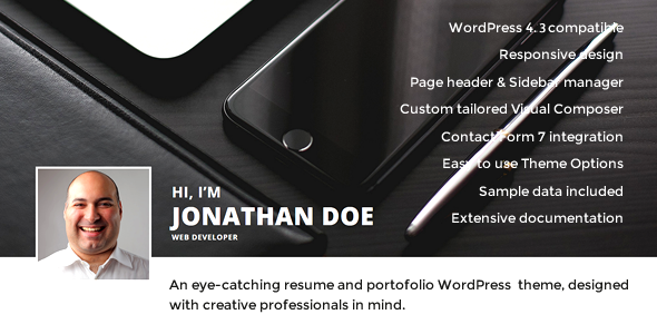 Hi, I'm - Responsive Resume / CV WordPress Theme