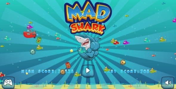 Mad Shark - HTML5 Game, Mobile Version + AdMob!!! (Construct-2 CAPX)